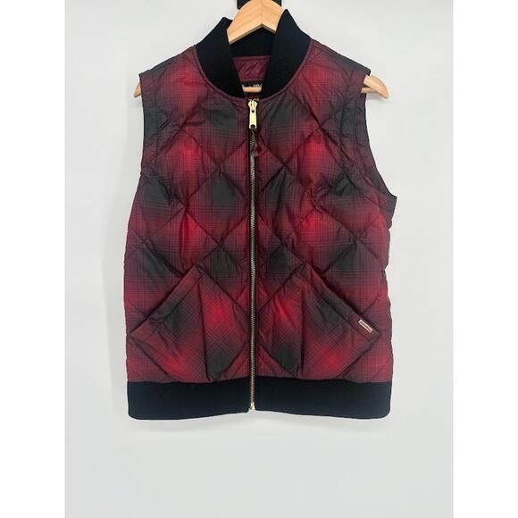 Eddie Bauer Womens Retro 1936 Skyliner Red Plaid 80% Down Puffer Zip Vest Large - Picture 1 of 10